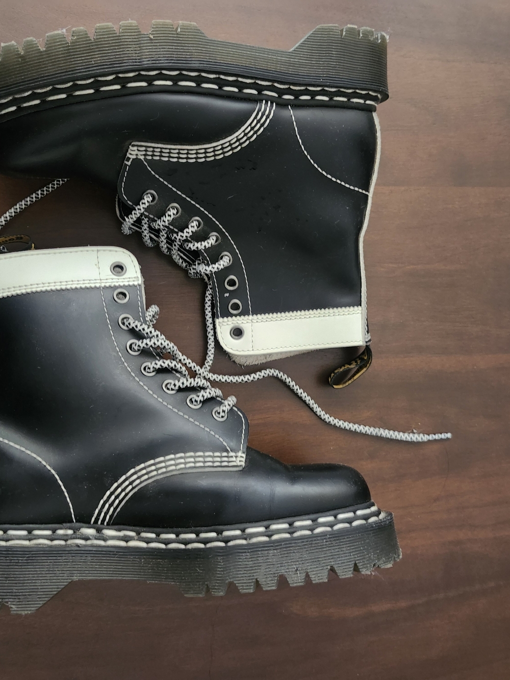 Dr. Martens Black and White Combat Boots - Picture 2 of 3